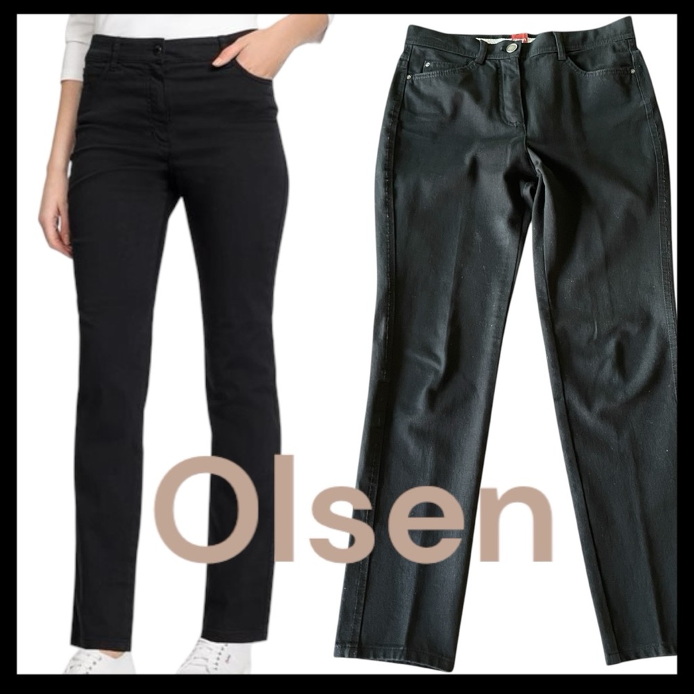 Olsen Europe Black Mona High Waist Tapered Leg Ankle Jeans (S/6)